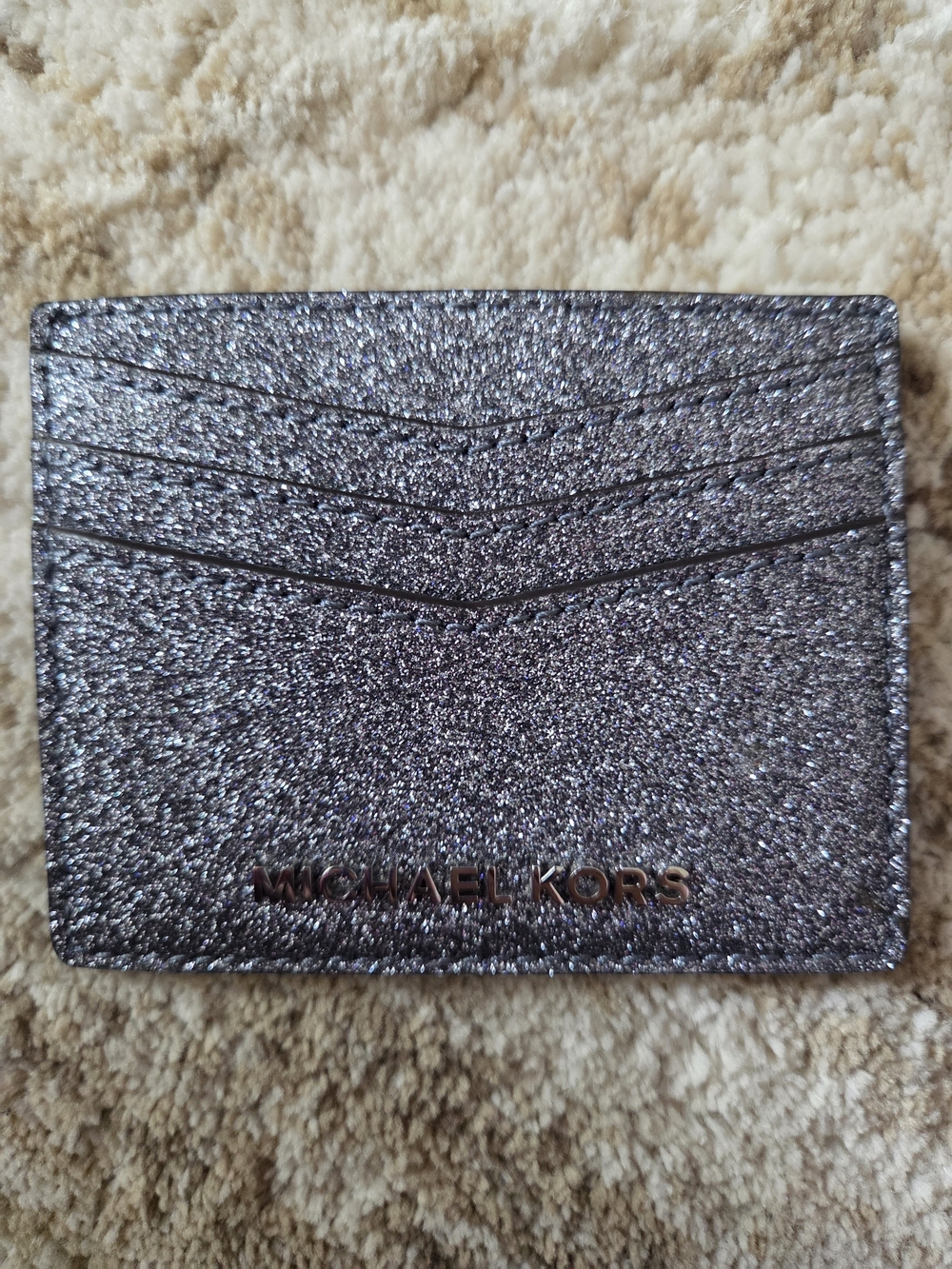 Michael Kors Dazzling Silver Glitter Card Case Wallet